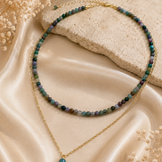 Indian Agate & Burmese Jade Layered Choker Necklace
