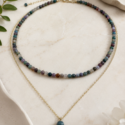 Indian Agate & Burmese Jade Layered Choker Necklace