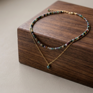 Indian Agate & Burmese Jade Layered Choker Necklace