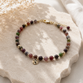 Kasgar Garnet Bracelet with Gold Charm