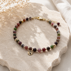 Kasgar Garnet Bracelet with Gold Charm