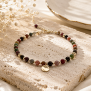 Kasgar Garnet Bracelet with Gold Charm