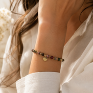 Kasgar Garnet Bracelet with Gold Charm