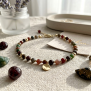 Kasgar Garnet Bracelet with Gold Charm