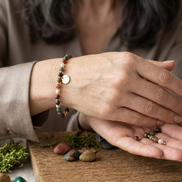 Kasgar Garnet Bracelet with Gold Charm