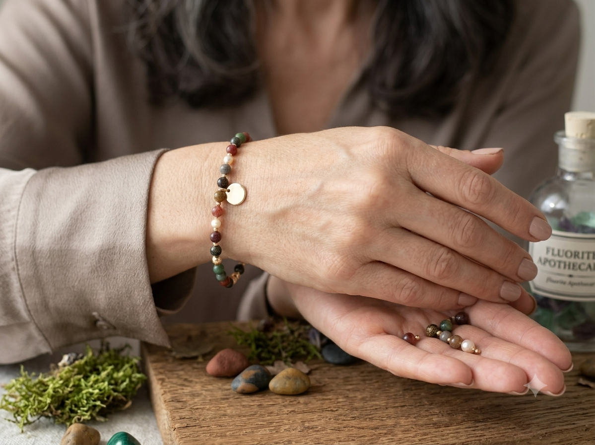 Kasgar Garnet Bracelet with Gold Charm
