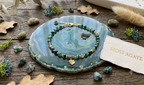 Moss Agate Bracelet with Organic Gold Charm
