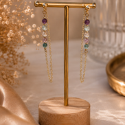 Multicolour Fluorite Chain Drop Earrings