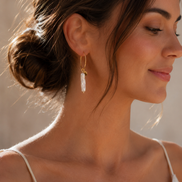 White Biwa Pearl Hoop Earrings
