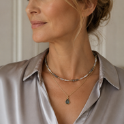 Layered Labradorite, Smoky Quartz & Grey Pearl Necklace