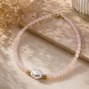 Rose Quartz & Baroque Pearl Necklace