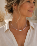 Rose Quartz & Baroque Pearl Necklace
