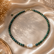 Burmese Jade & Baroque Pearl Necklace
