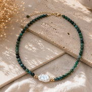 Burmese Jade & Baroque Pearl Necklace