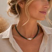 Burmese Jade & Baroque Pearl Necklace
