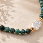 Burmese Jade & Baroque Pearl Necklace