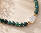 Burmese Jade & Baroque Pearl Necklace