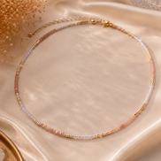Rose Quartz & Moonstone Choker Necklace