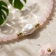 Rose Quartz & Baroque Pearl Necklace