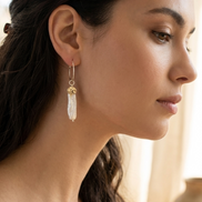 White Biwa Pearl Hoop Earrings