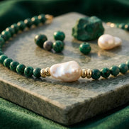 Burmese Jade & Baroque Pearl Necklace