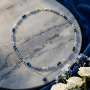 Layered Aventurine, Kyanite & Pearl Choker Necklace