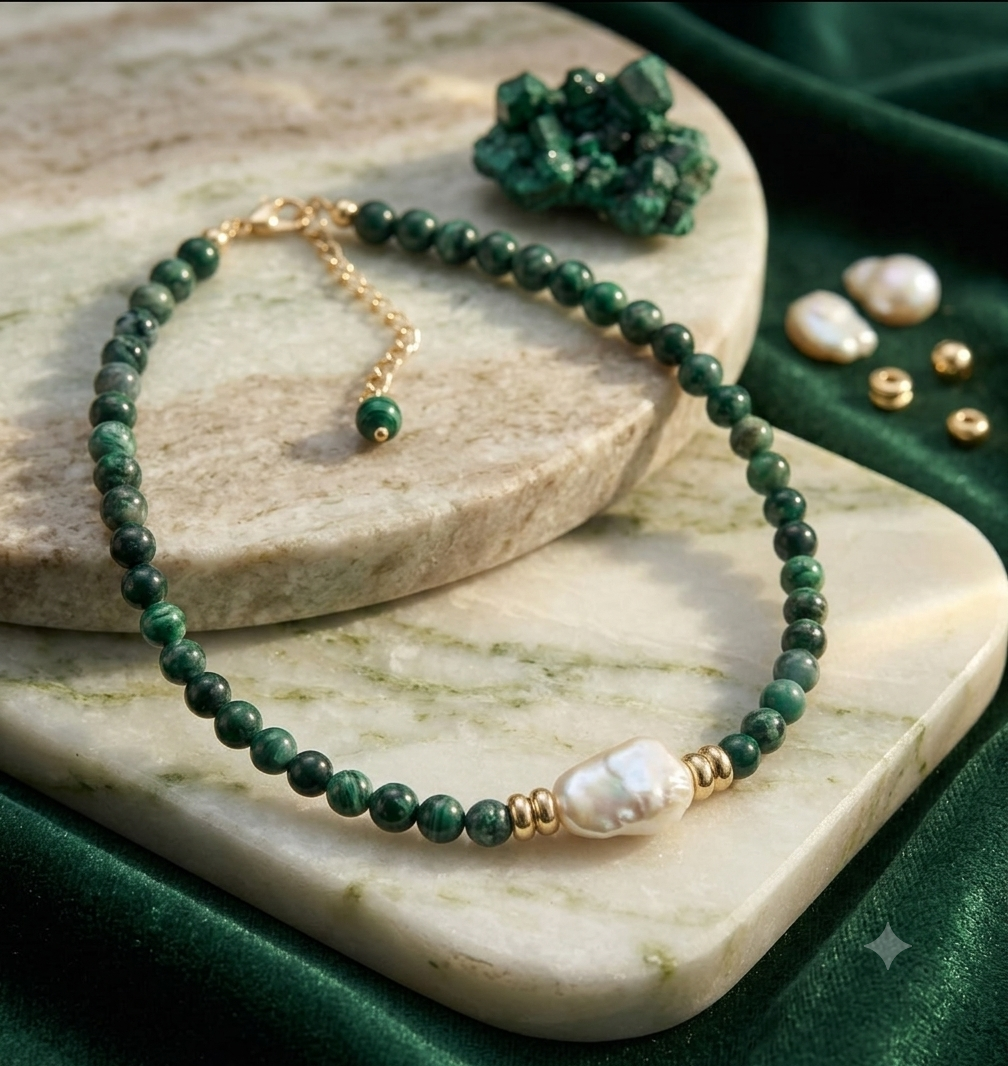 Burmese Jade & Baroque Pearl Necklace