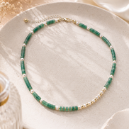 Asymmetrical Aventurine & Freshwater Pearl Necklace