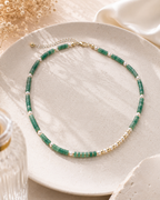 Asymmetrical Aventurine & Freshwater Pearl Necklace