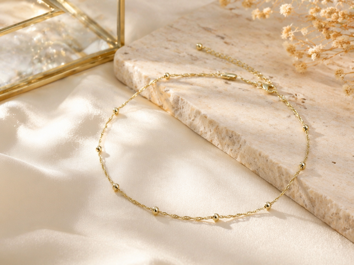 Minimalist Gold Bead Necklace