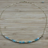 Amazonite Beaded Necklace in 14K Gold Plate