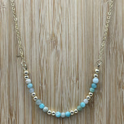 Amazonite Beaded Necklace in 14K Gold Plate