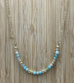 Amazonite Beaded Necklace in 14K Gold Plate