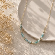 Amazonite Beaded Necklace in 14K Gold Plate