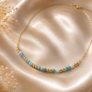 Amazonite Beaded Necklace in 14K Gold Plate