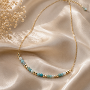 Amazonite Beaded Necklace in 14K Gold Plate