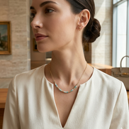 Amazonite Beaded Necklace in 14K Gold Plate