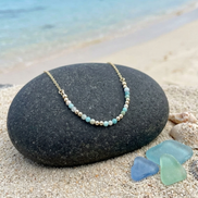 Amazonite Beaded Necklace in 14K Gold Plate