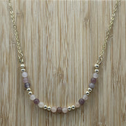 Chinese Moonstone Beaded Necklace in 14K Gold Plate