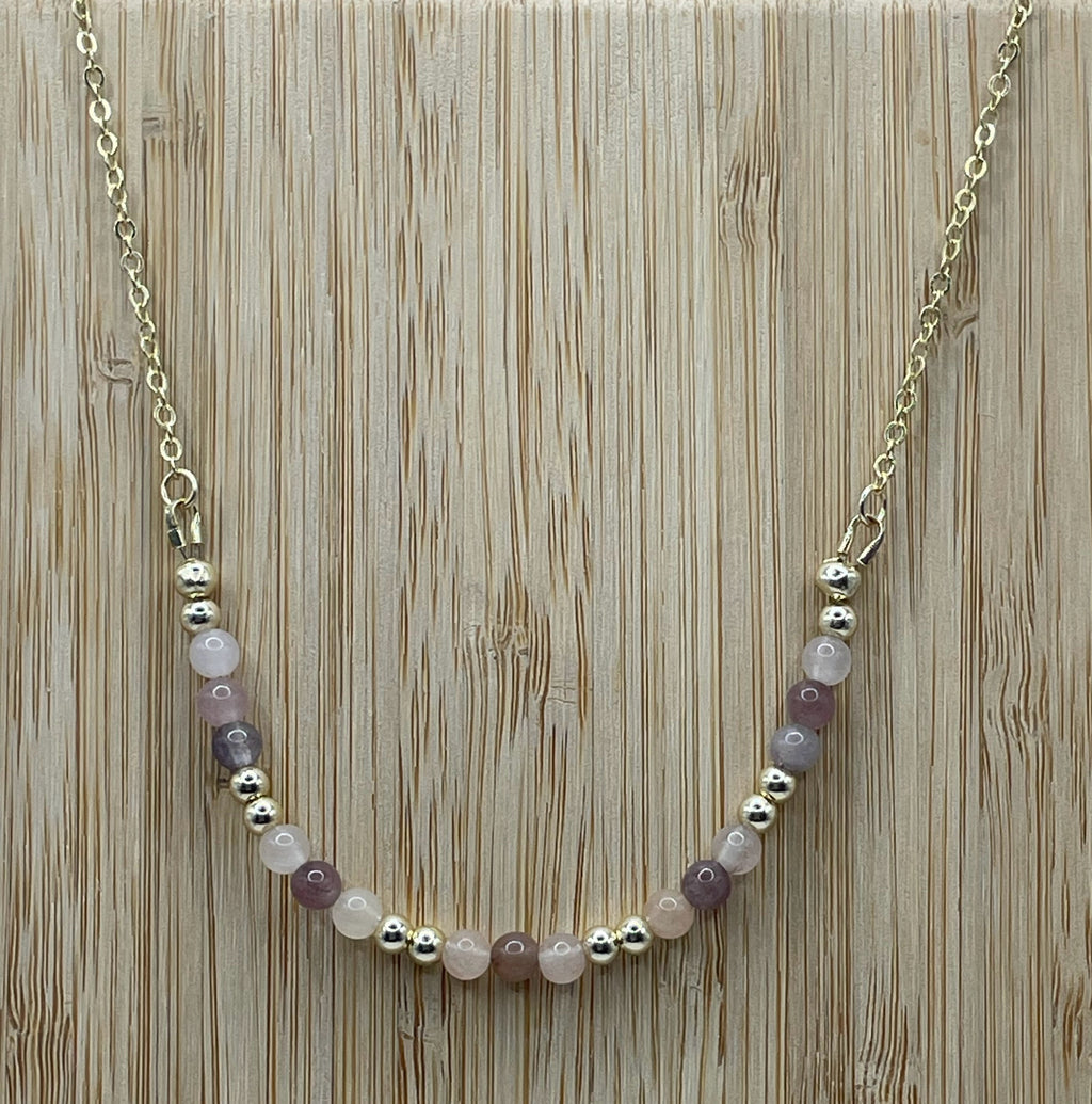 Chinese Moonstone Beaded Necklace in 14K Gold Plate
