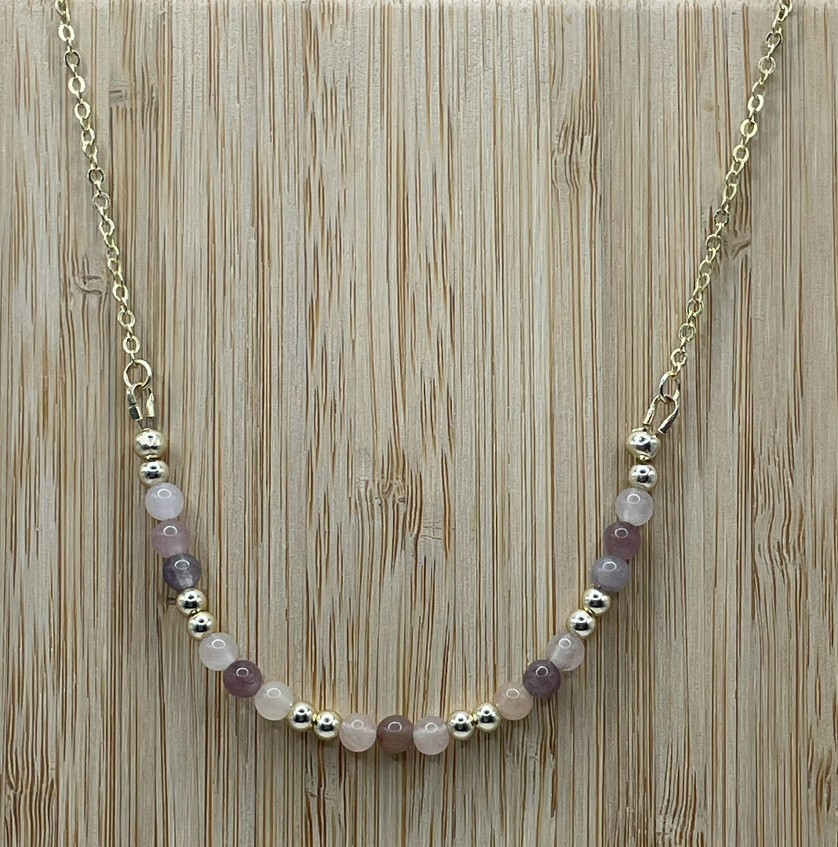 Chinese Moonstone Beaded Necklace in 14K Gold Plate
