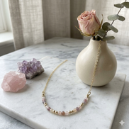 Chinese Moonstone Beaded Necklace in 14K Gold Plate