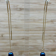 Peacock Freshwater Pearl Threader Earrings