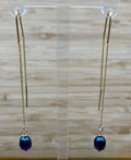 Peacock Freshwater Pearl Threader Earrings