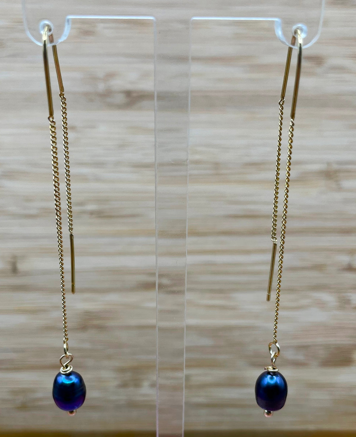 Peacock Freshwater Pearl Threader Earrings