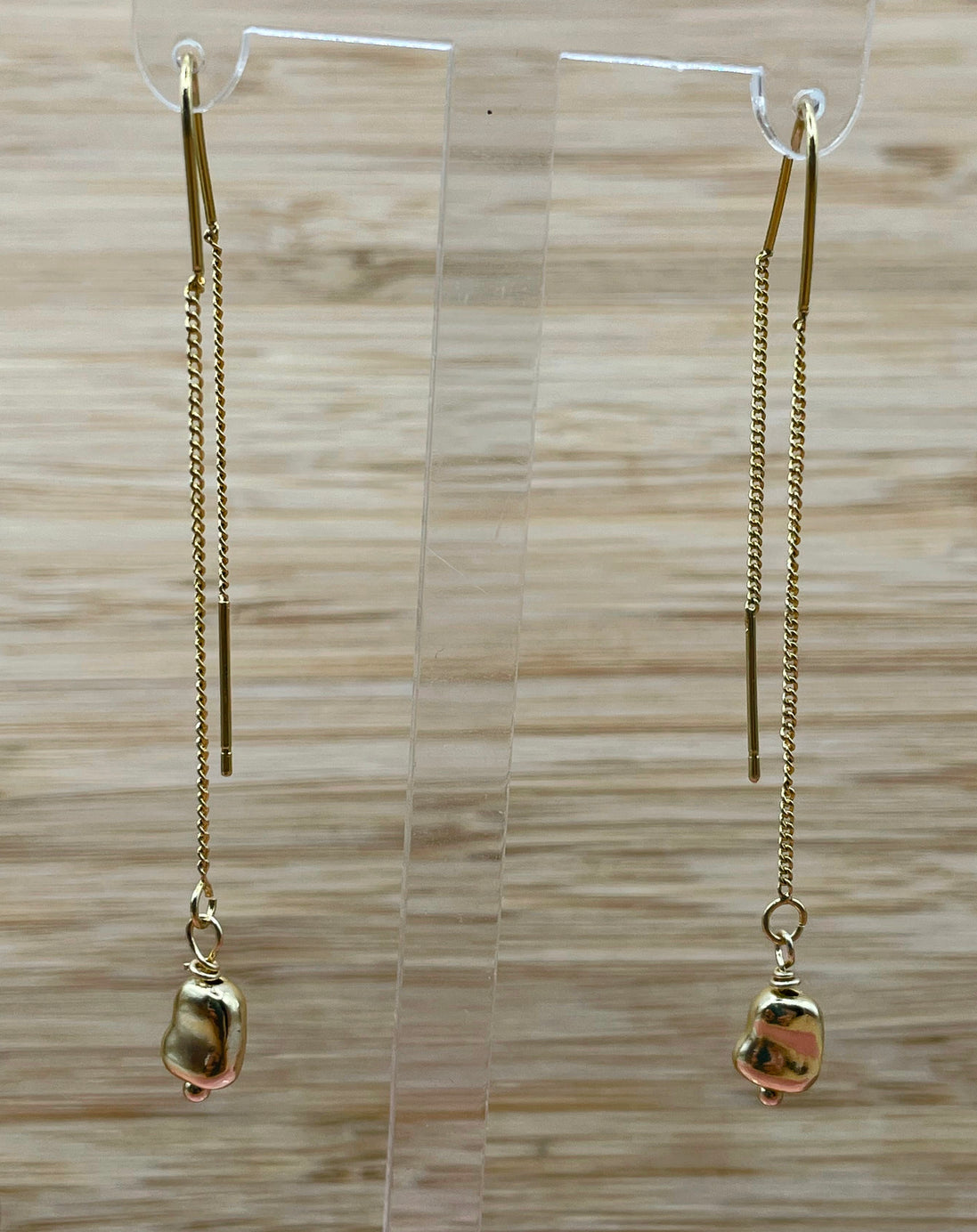 Sculptural Organic Drop Threader Earrings