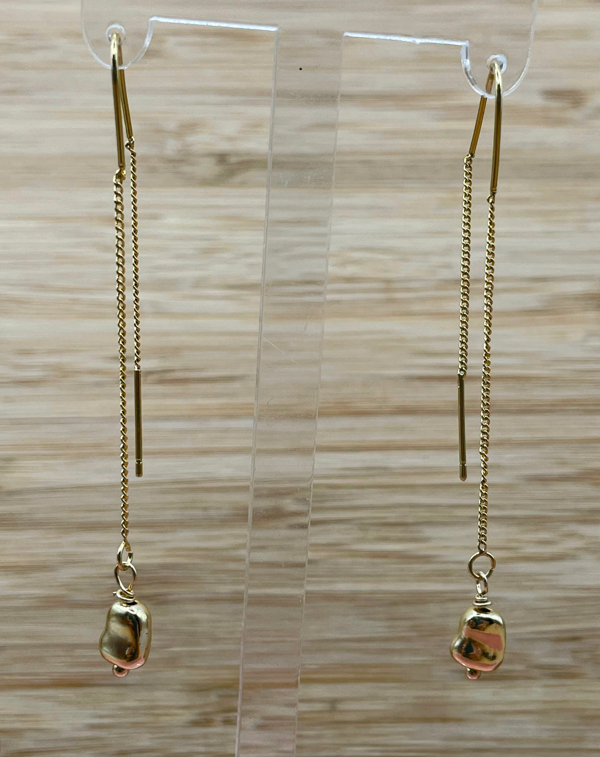 Sculptural Organic Drop Threader Earrings
