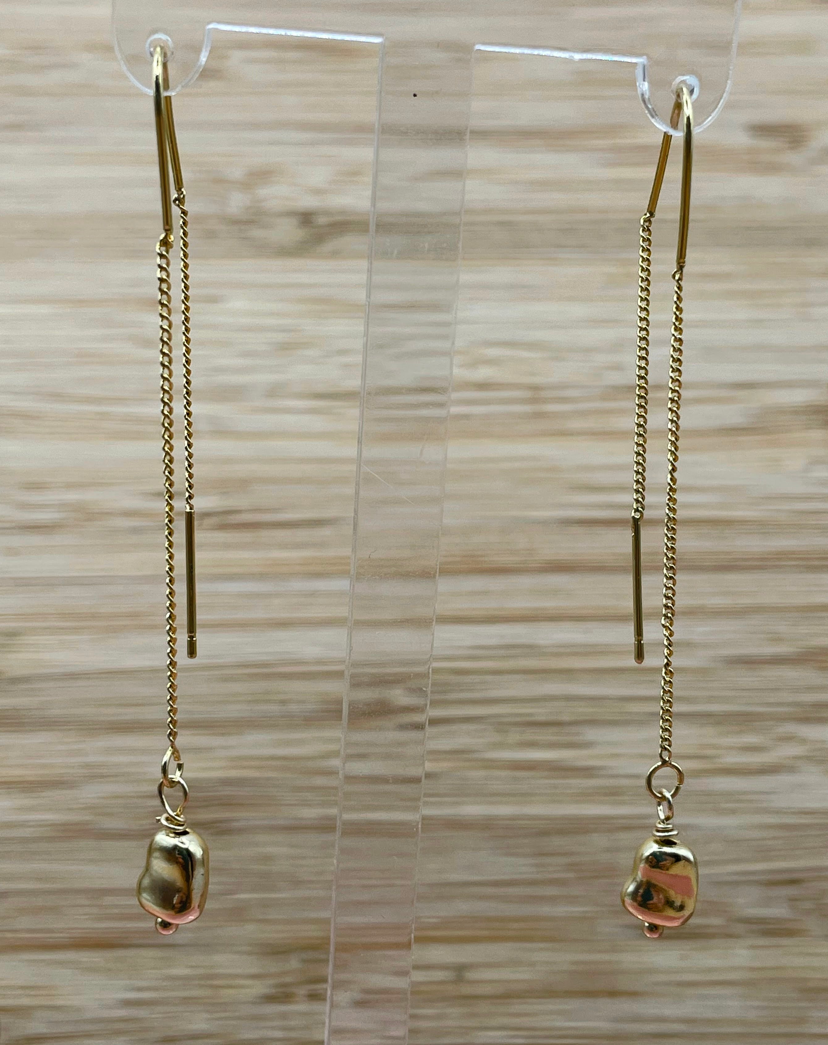 Sculptural Organic Drop Threader Earrings
