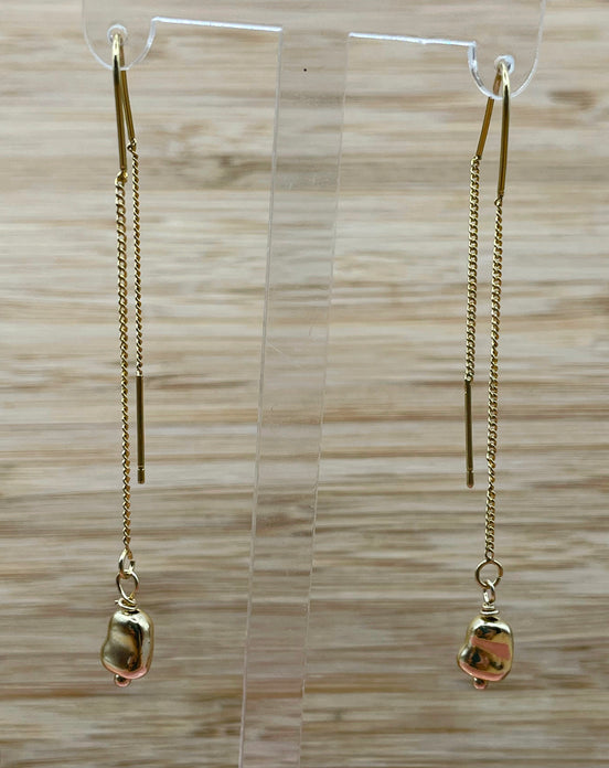 Sculptural Organic Drop Threader Earrings