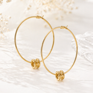 Organic Gold Hoop Earrings with Ribbed Beads